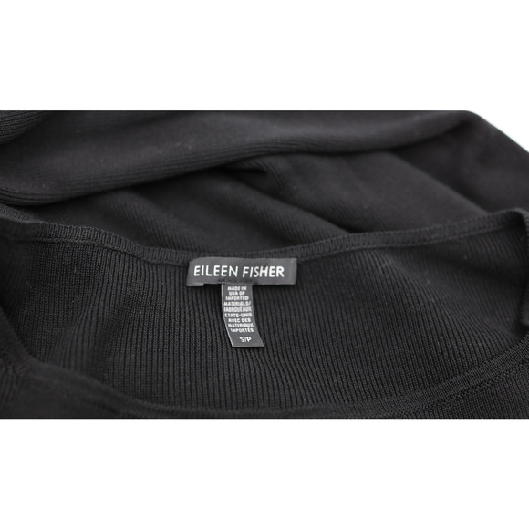 A6 Auth EILEEN FISHER Black/White Sleek Tencel Bateau Neck Top Tunic Size S/P - Picture 5 of 6